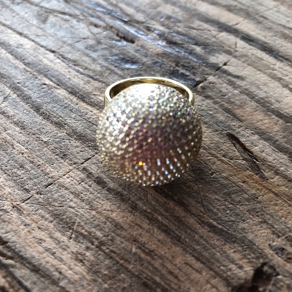 Pave Globe 60's Style Cocktail Ring size 9 - Picture 2 of 4